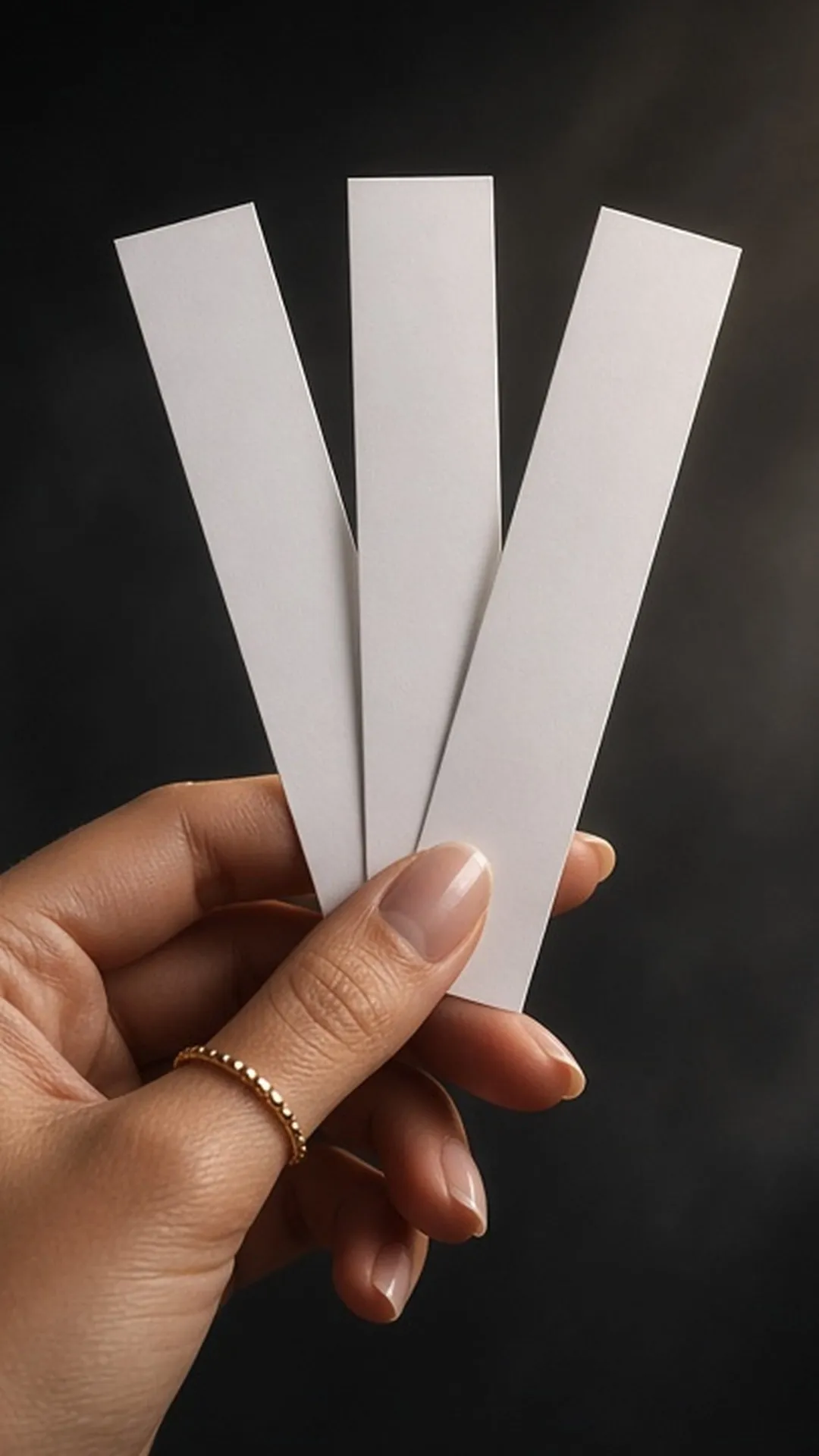 Hand holding three blank paper blotters